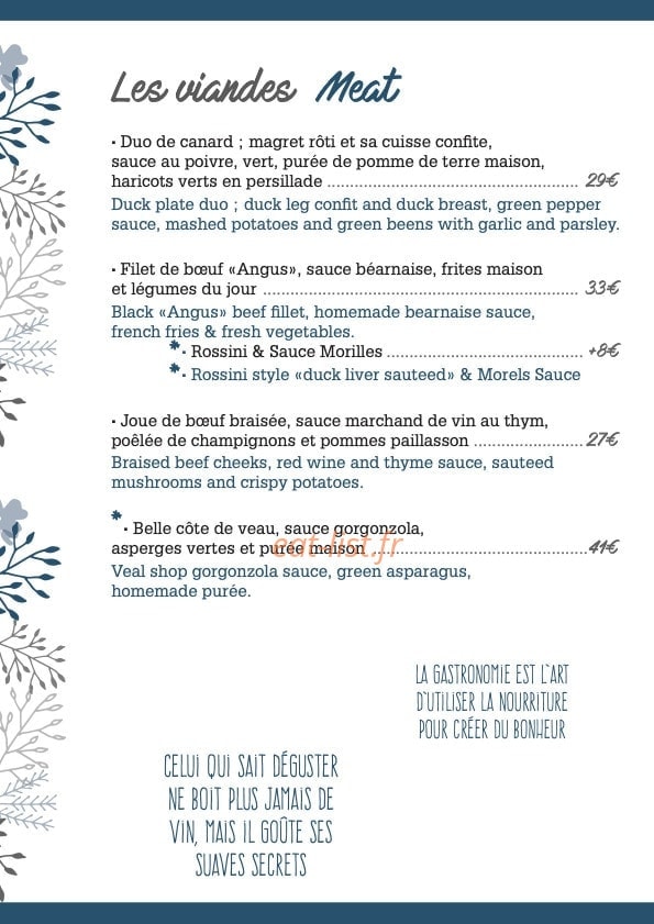 Le Cottage — carte page 10