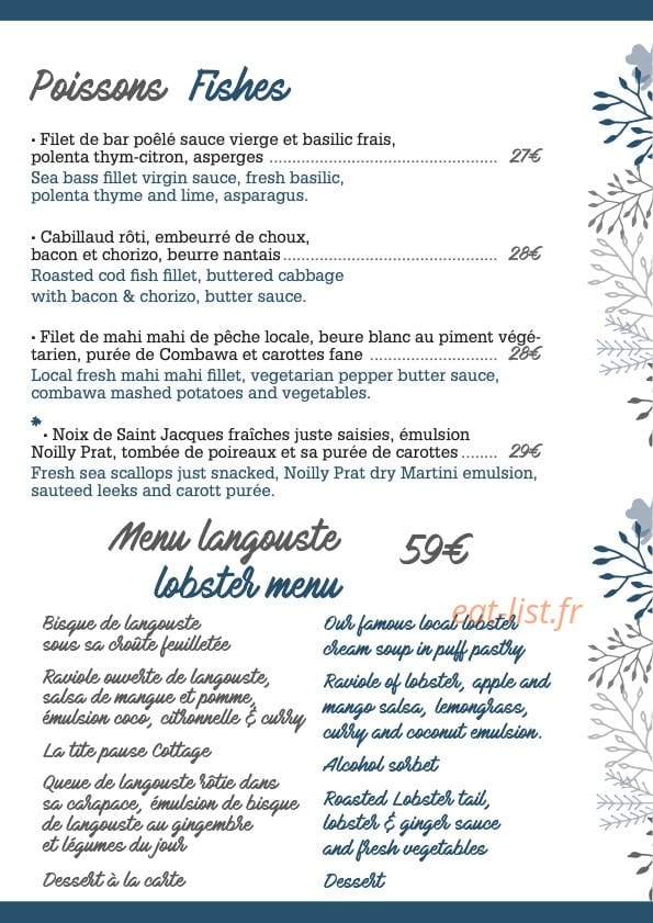 Le Cottage — carte page 9