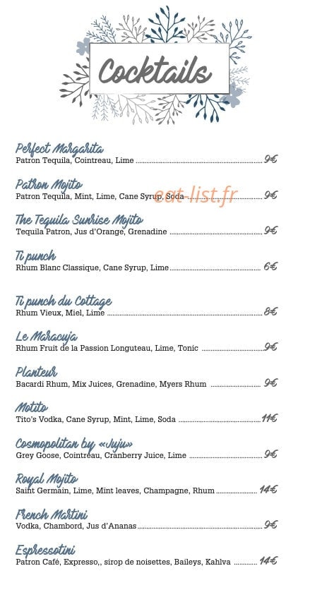 Le Cottage — carte page 15