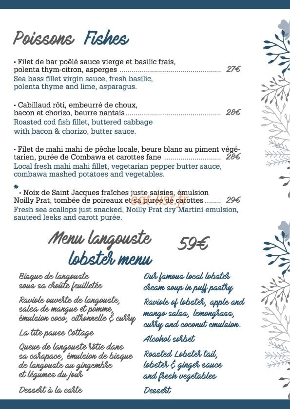 Le Cottage — carte page 8