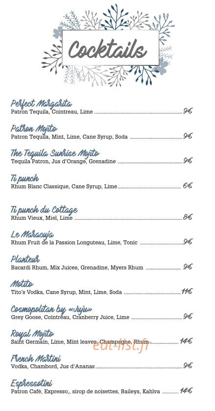 Le Cottage — carte page 14