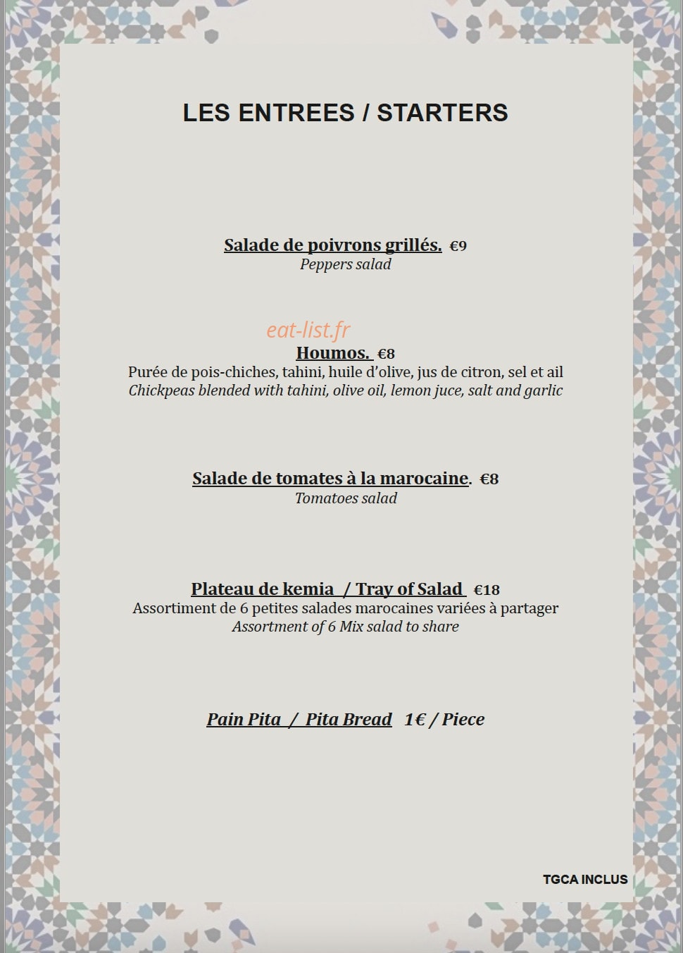 Le marocain — carte page 1