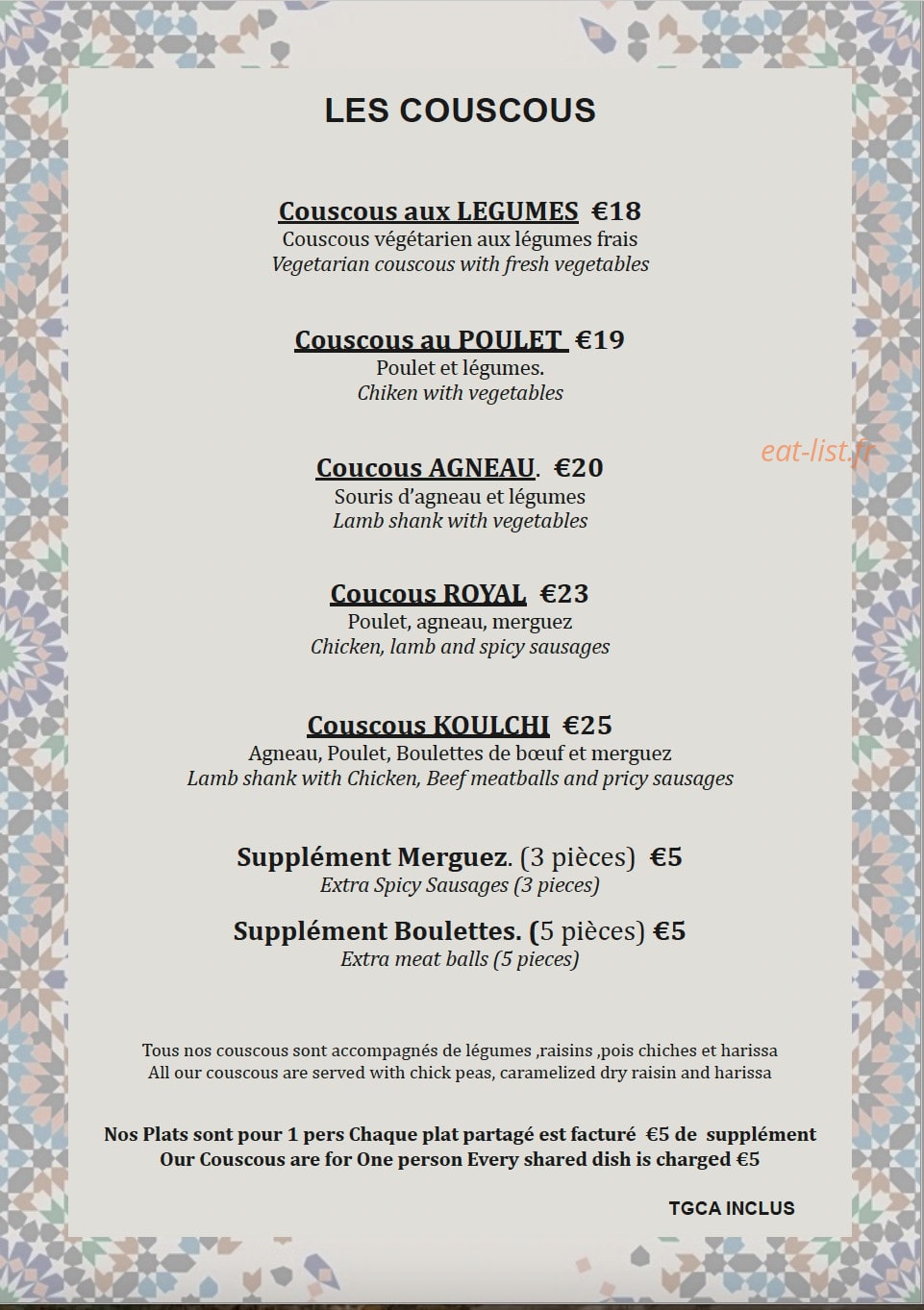 Le marocain — carte page 2