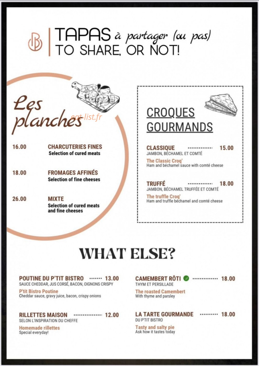 Le p'tit Bistro — carte page 2