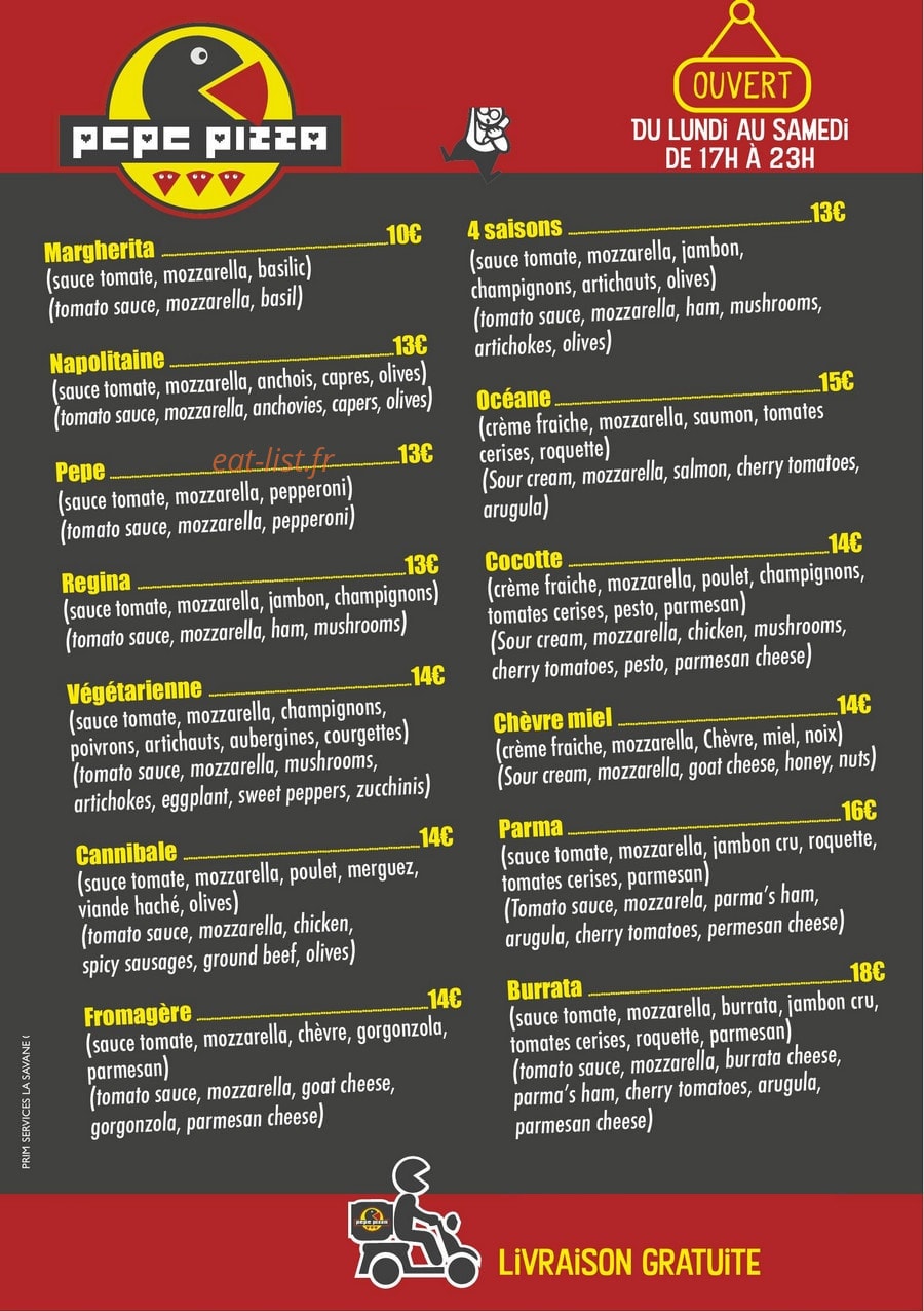 Peppe Pizza — carte page 1