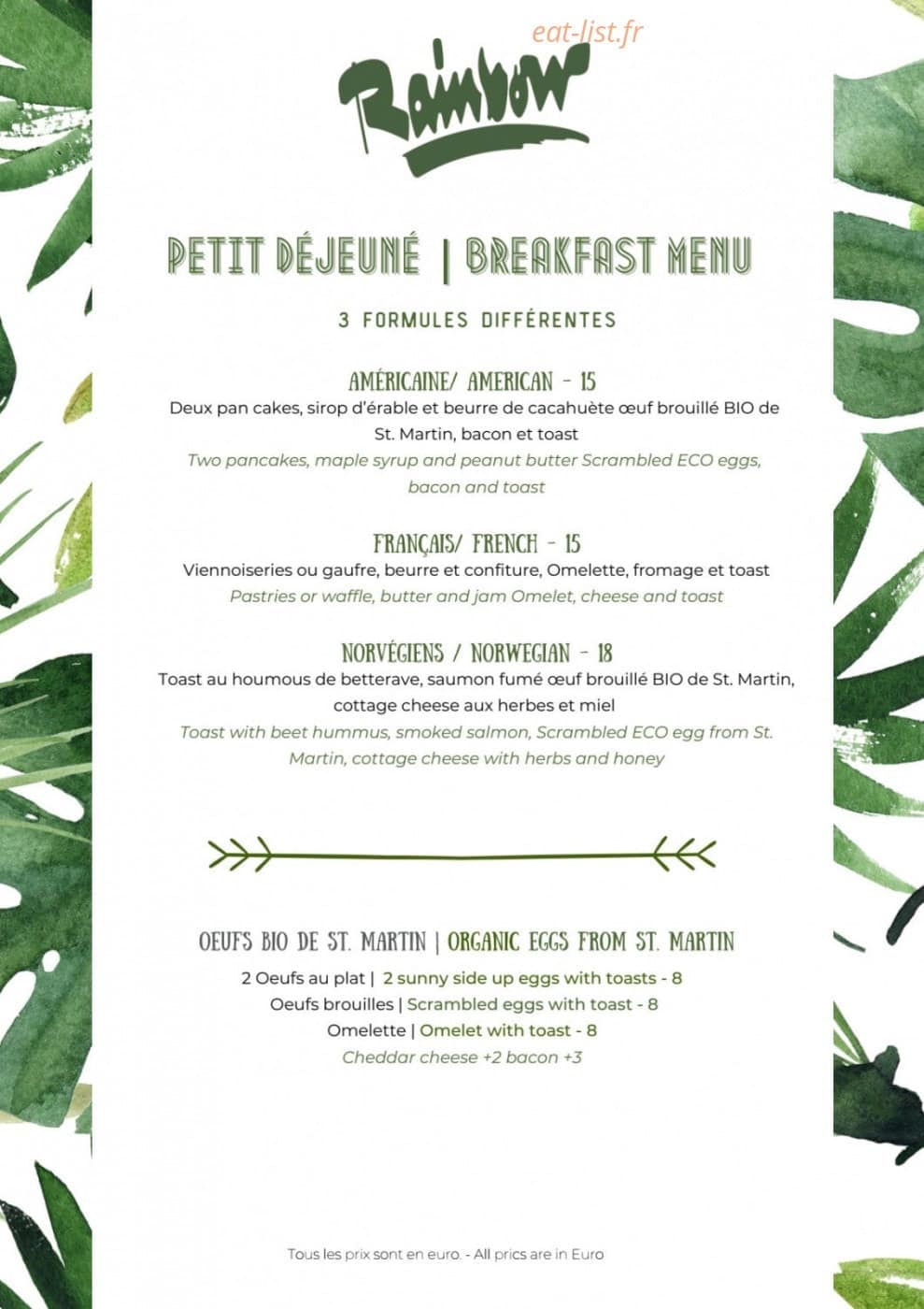 Rainbow Cafe — carte page 2