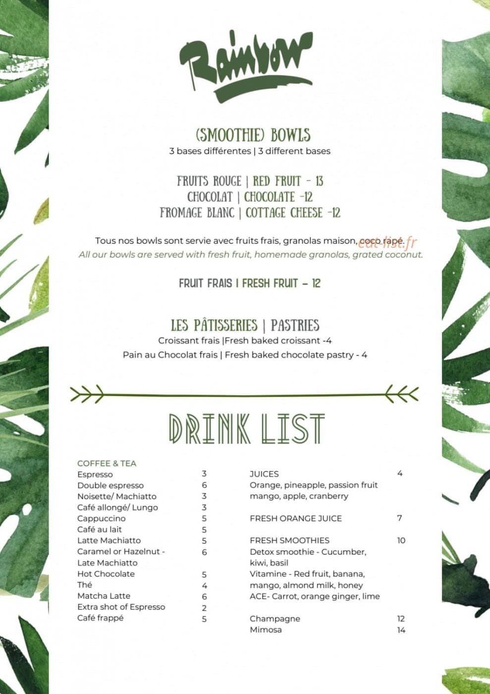 Rainbow Cafe — carte page 4