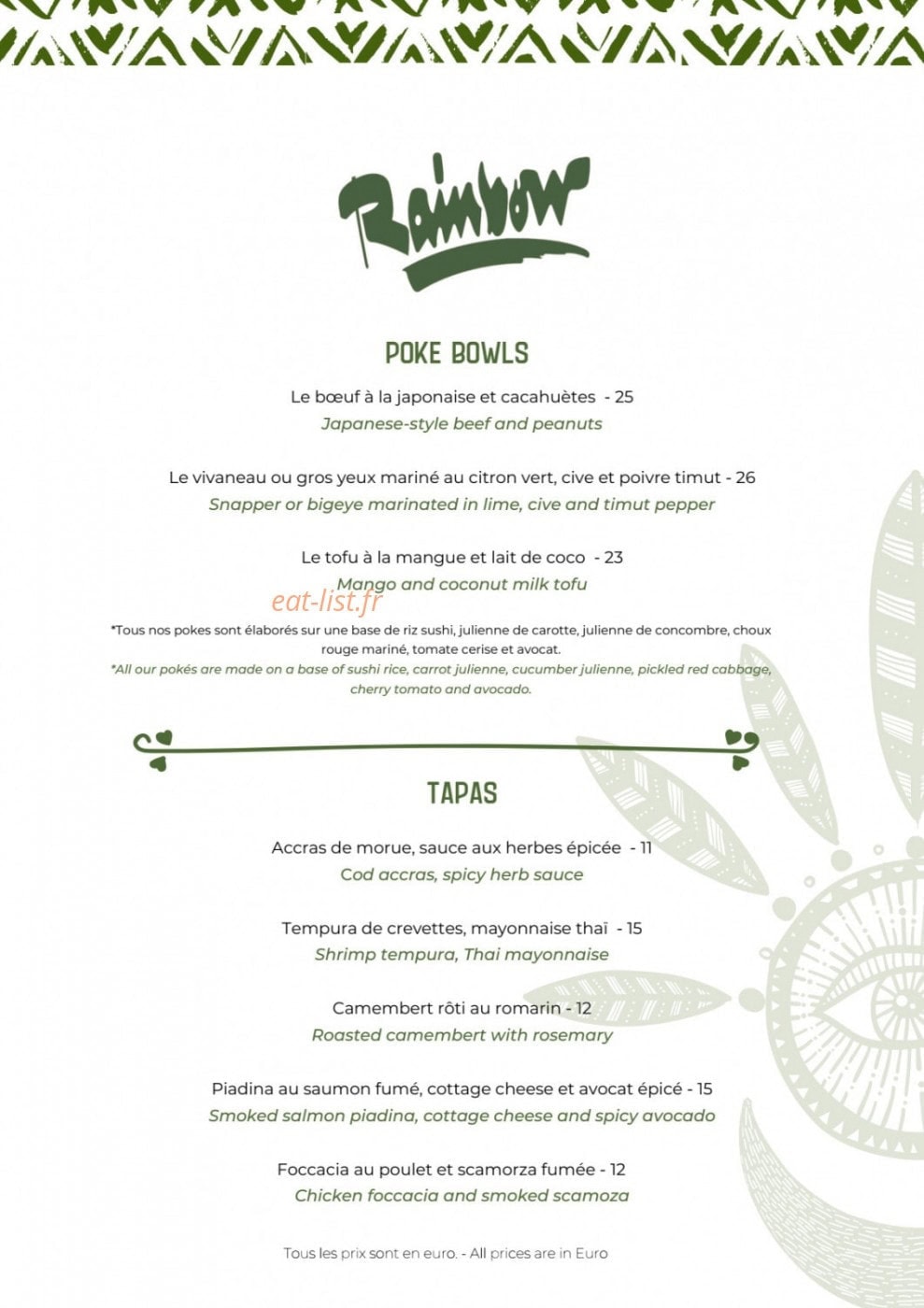 Rainbow Cafe — carte page 7