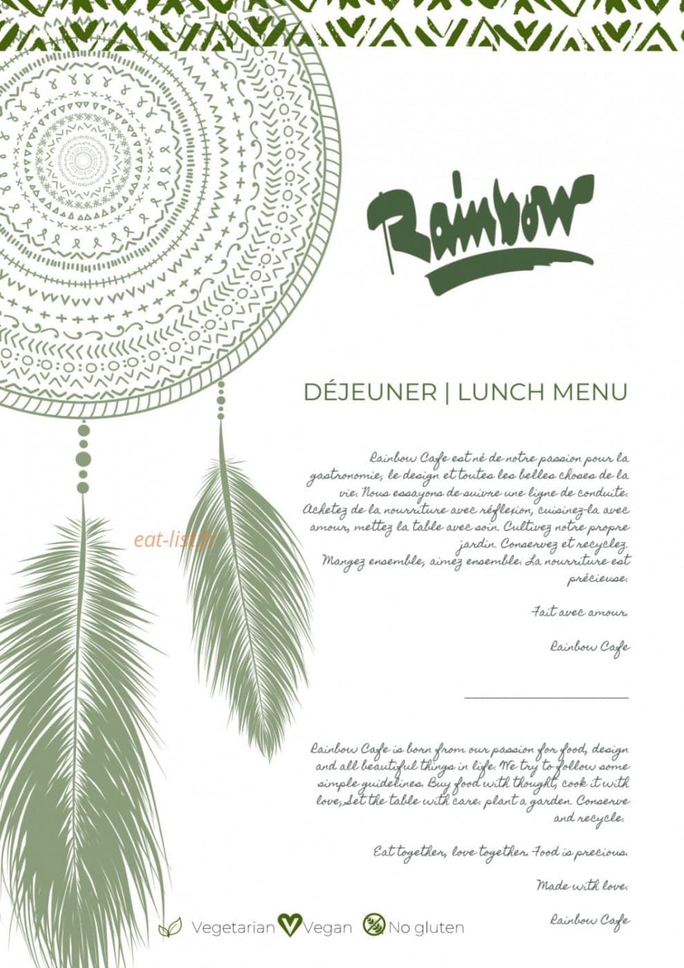 Rainbow Cafe — carte page 5