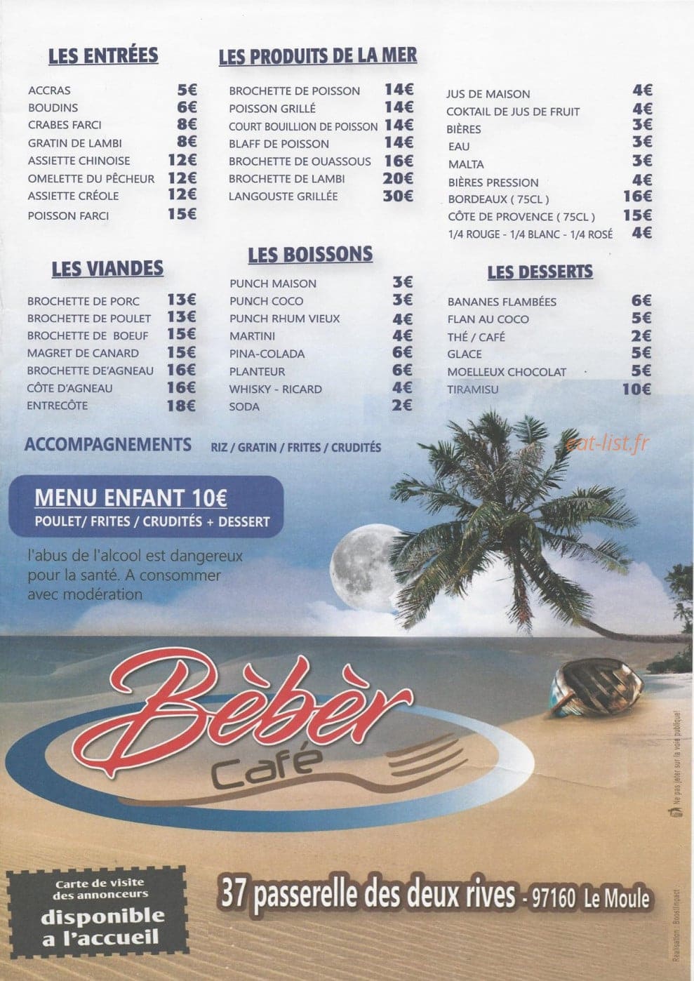 Beber Café — carte page 1