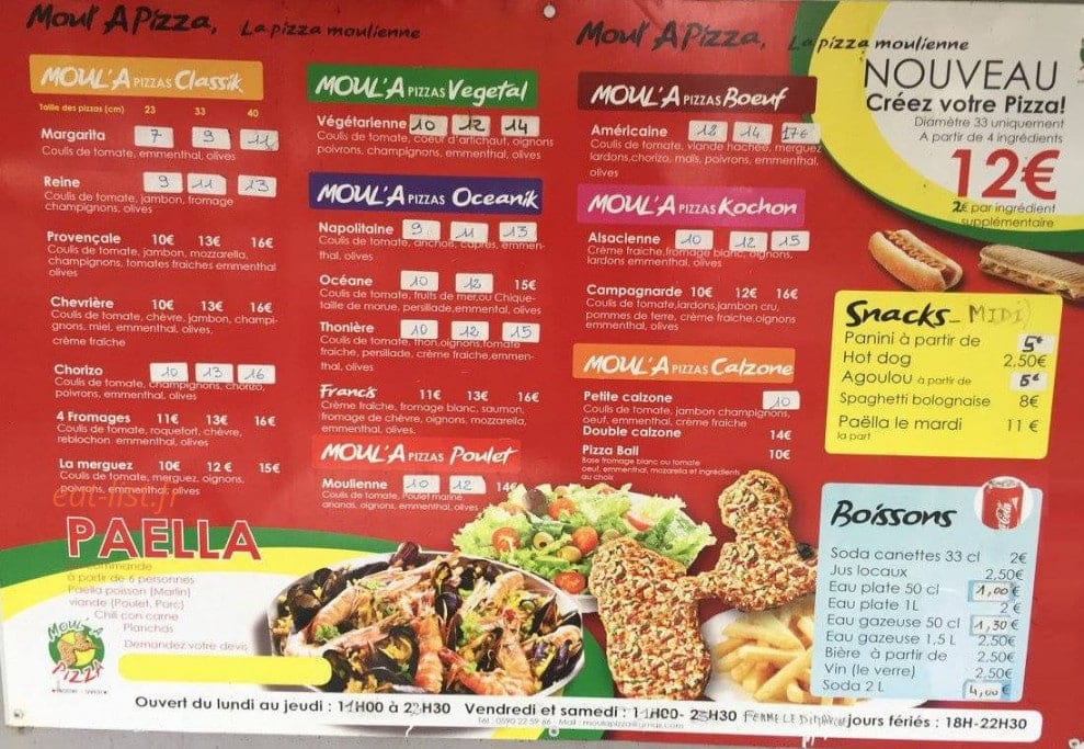 Moul'a pizza — carte page 1