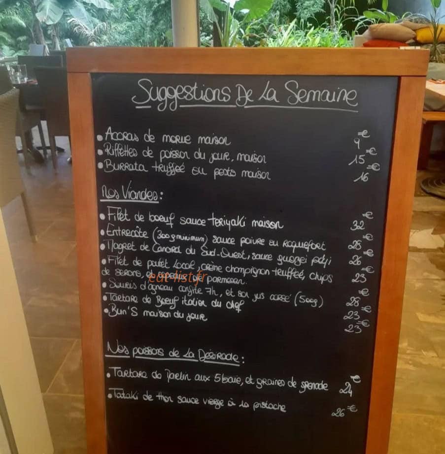 Carte et menu de Le Mahogany à Petit Bourg — Carte de la semaine