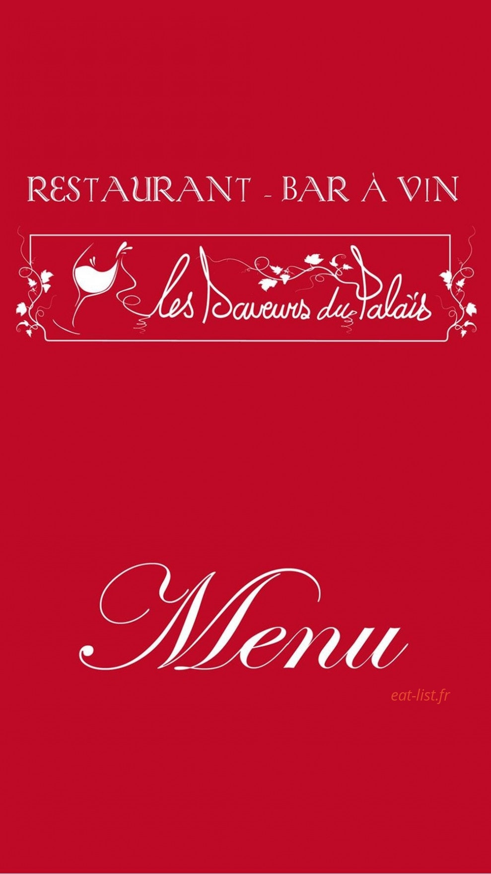 Les Saveurs du Palais — carte page 1
