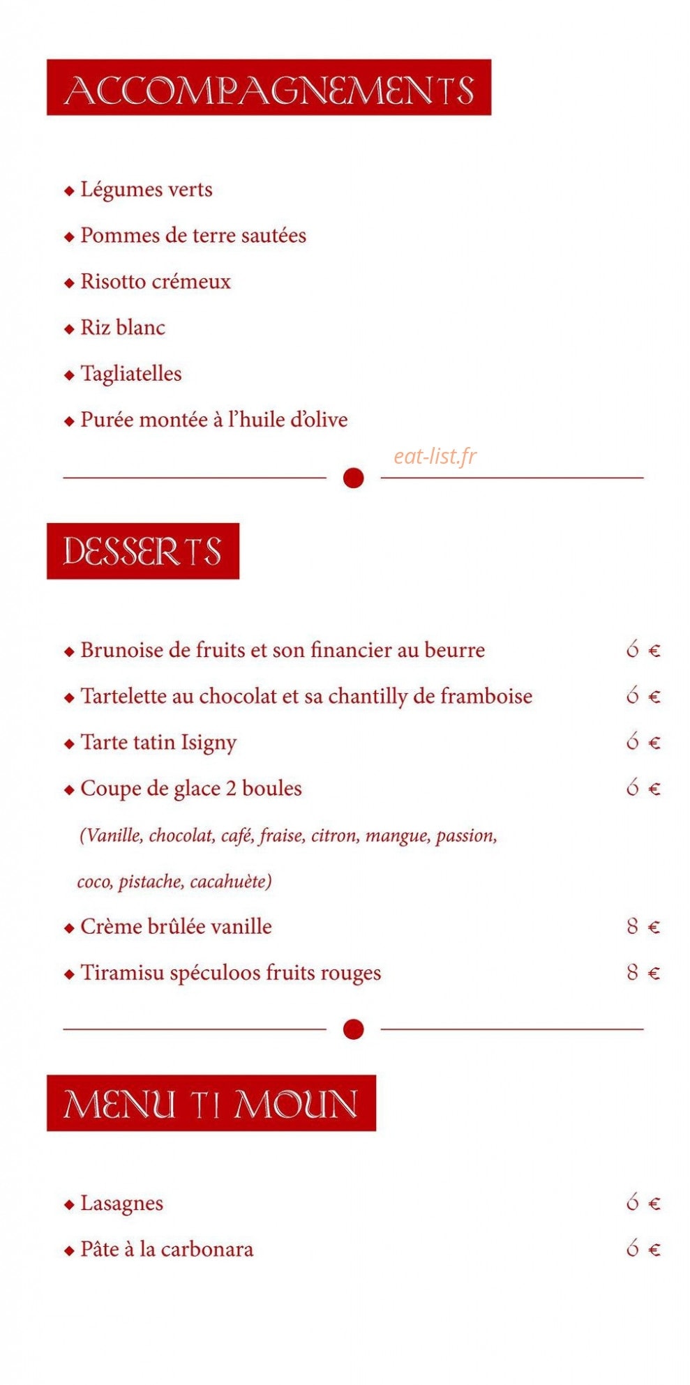 Les Saveurs du Palais — carte page 4
