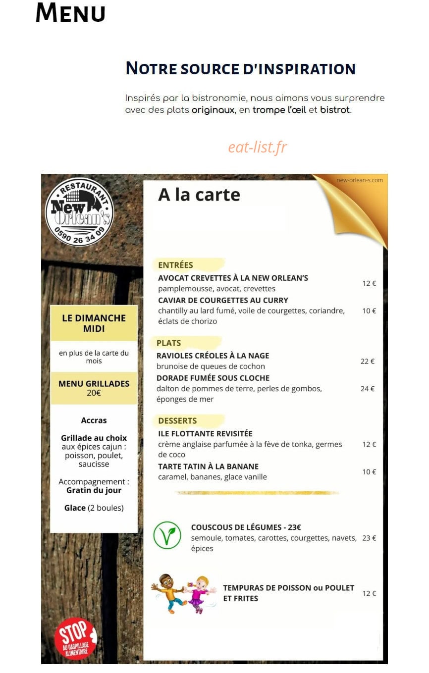New Orlean's — carte page 1