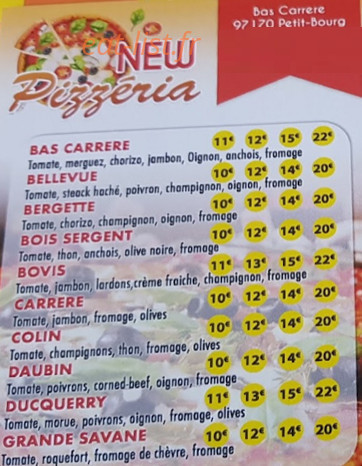 New Pizza — carte page 1