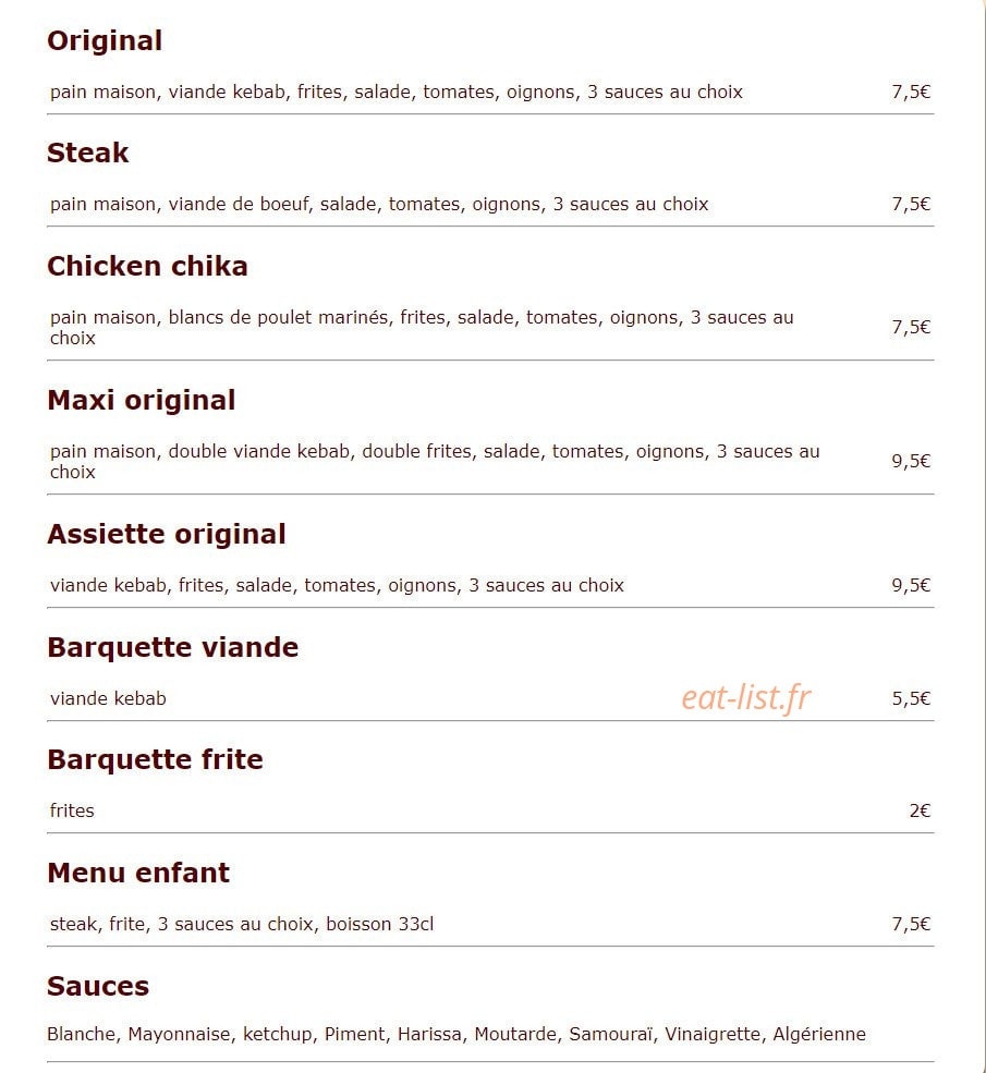 Pizzas Kebabs — carte page 3