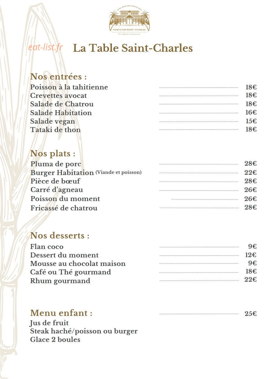 Table Saint Charles — carte page 1