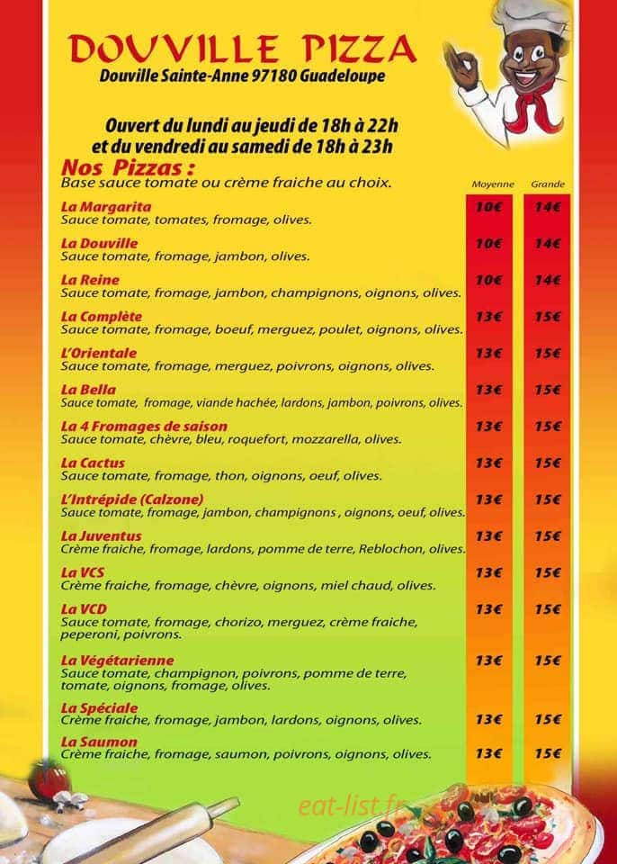 Douville Pizza — carte page 1