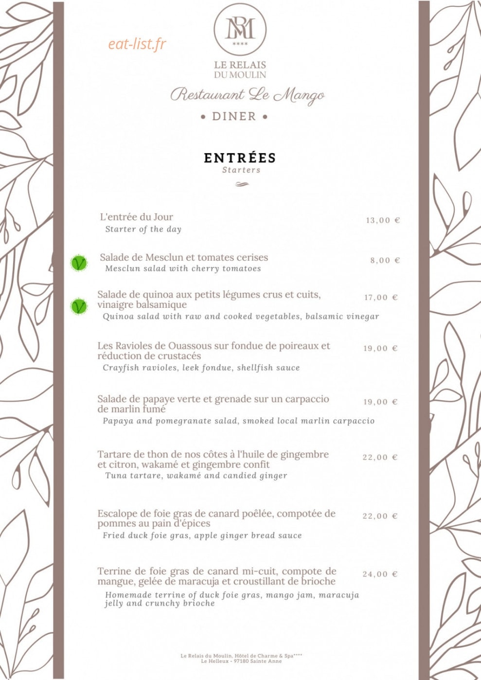 Le Mango — carte page 1