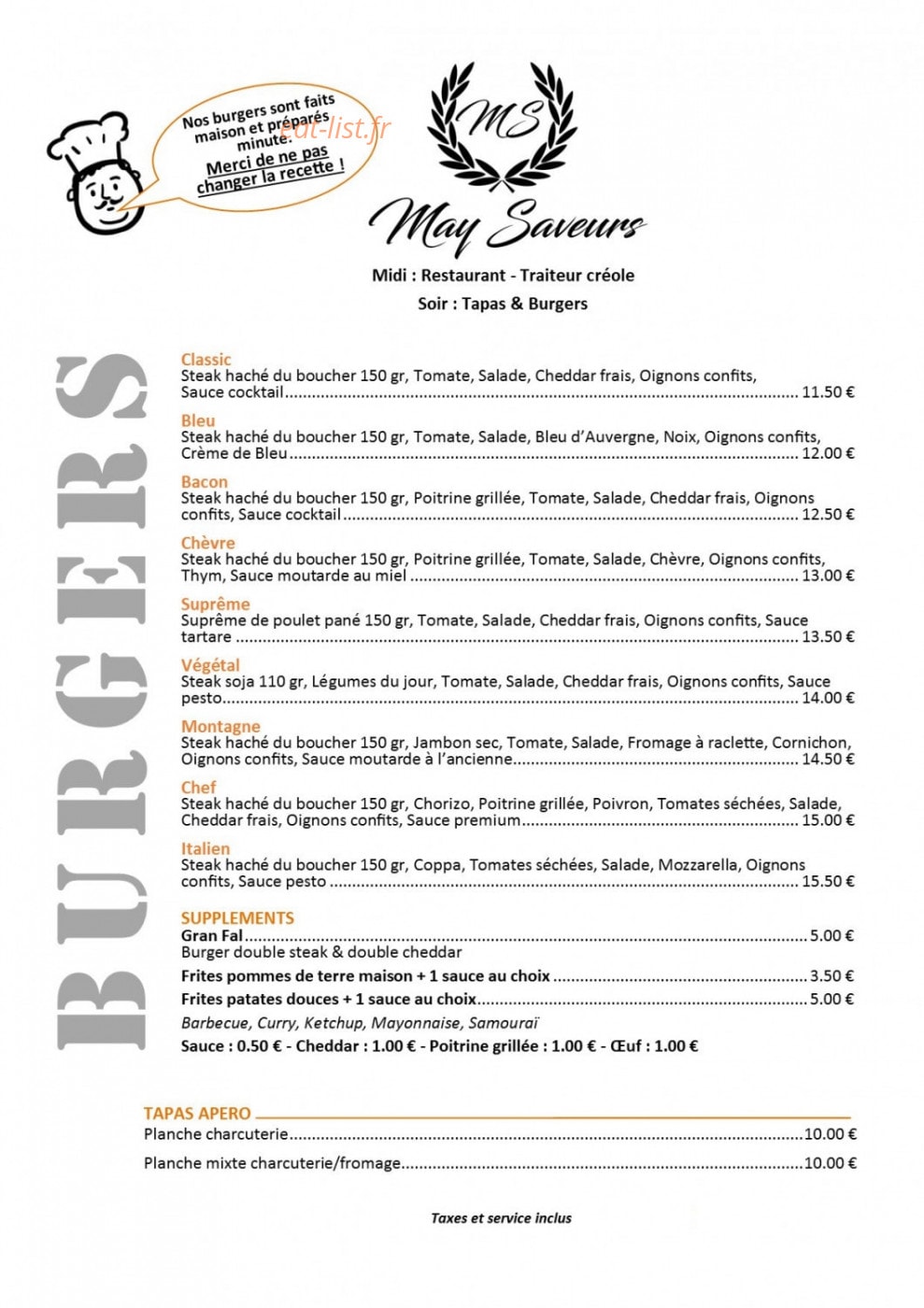May Saveurs — carte page 1