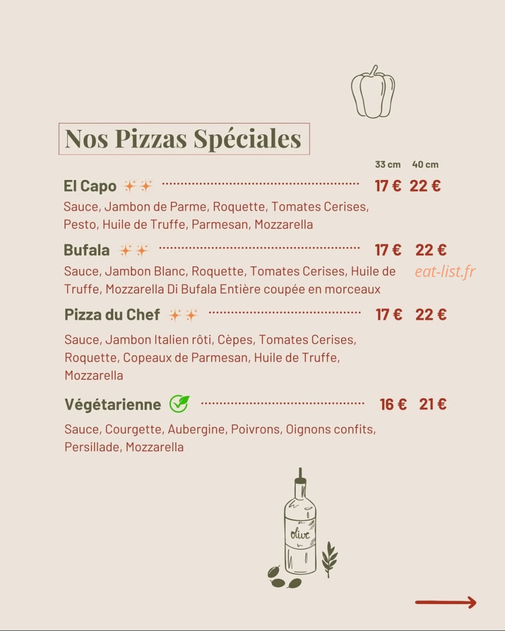 Carte et menu de El capo della pizza à Le Gosier — Pizzas spéciales