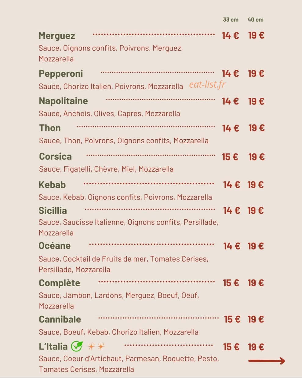 Carte et menu de El capo della pizza à Le Gosier — Pizzas