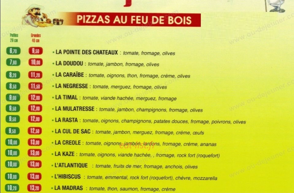 gwada pizza plus — carte page 1