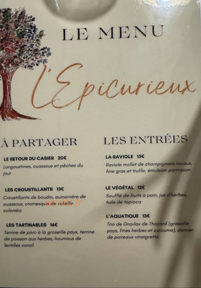 L’Epicurieux — carte page 1