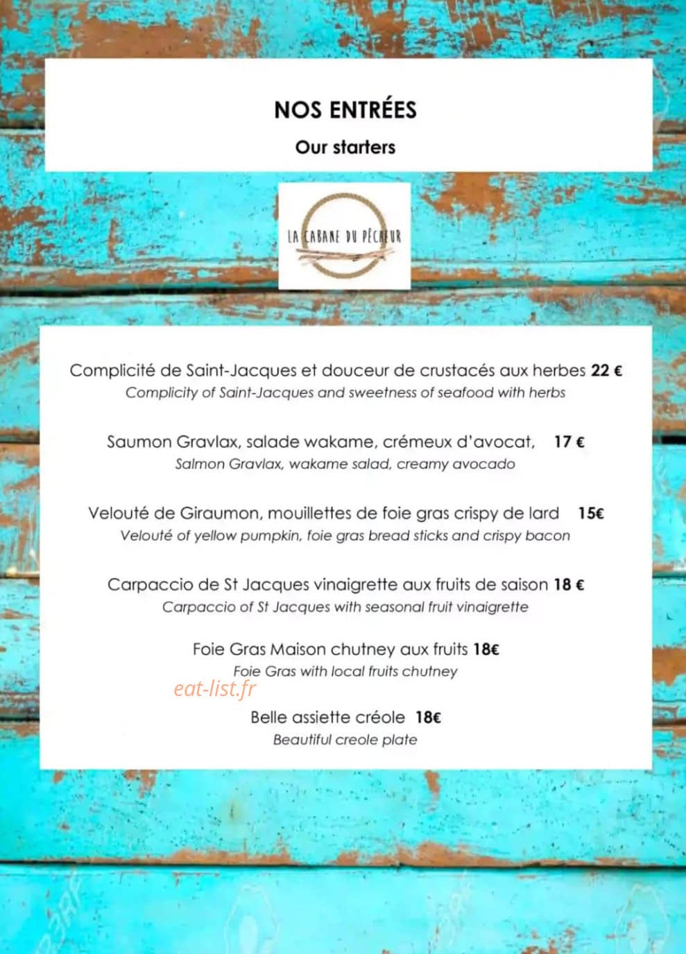 La Cabane du Pêcheur — carte page 2