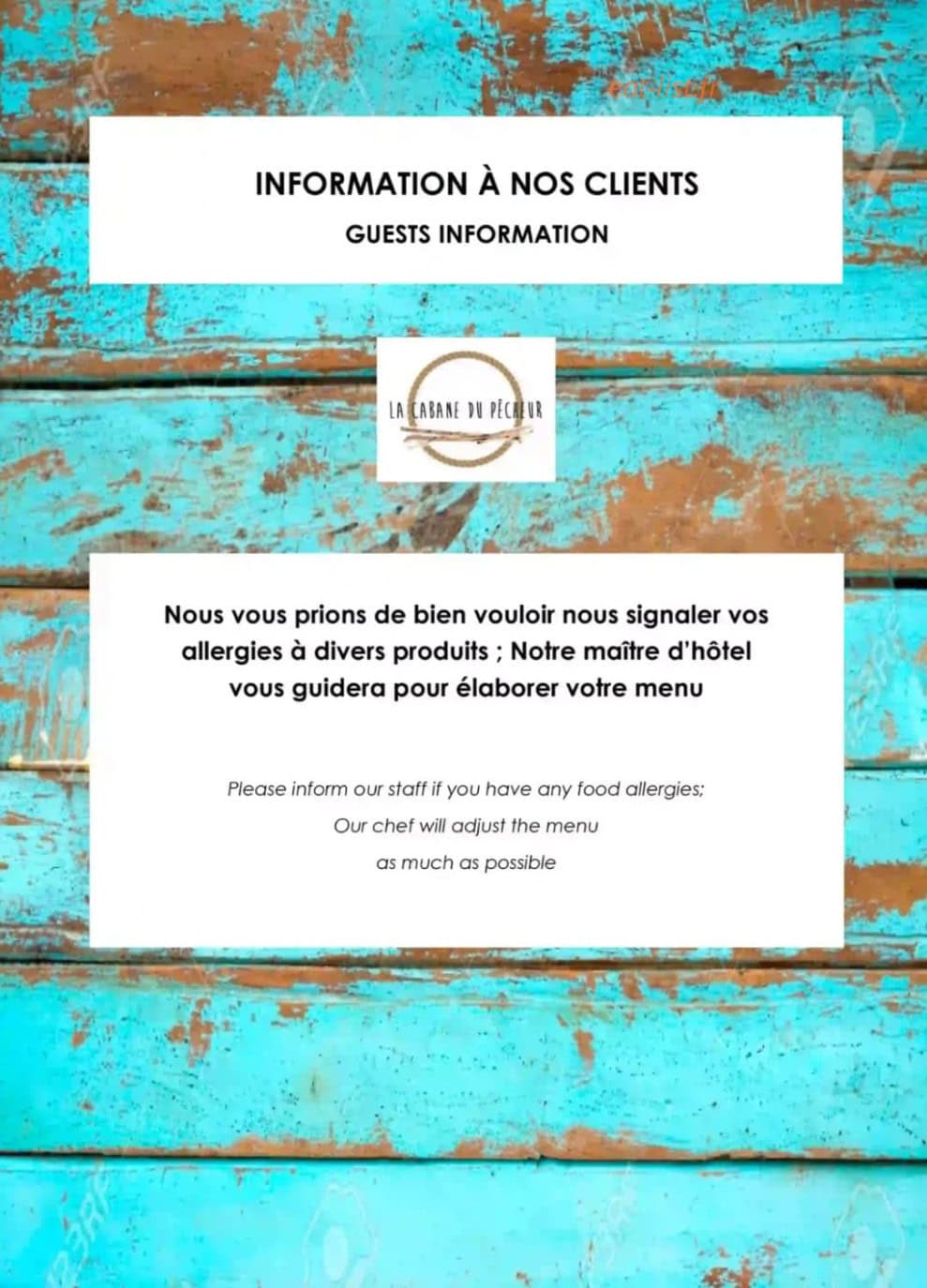 La Cabane du Pêcheur — carte page 15