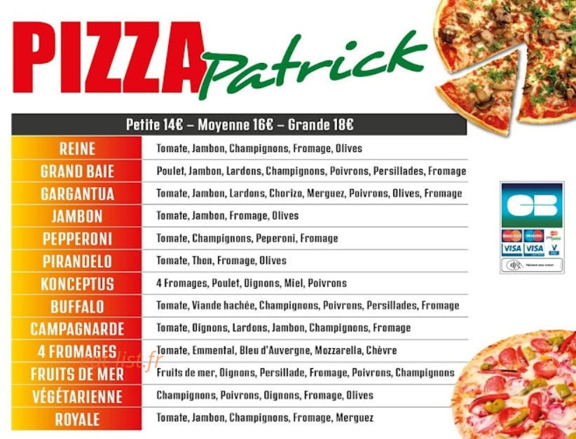 Pizza Patrick — carte page 1