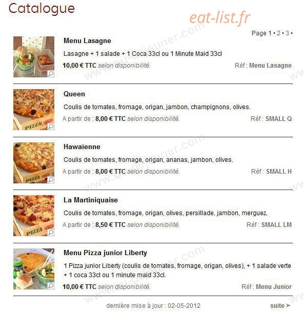 American Pizza — carte page 1