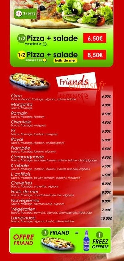 Carte et menu de Antillais food à Fort de France — Les friands