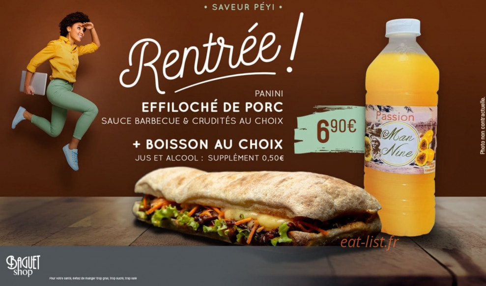 Carte et menu de Baguet Shop à Fort de France — Un exemple de saveur du mois