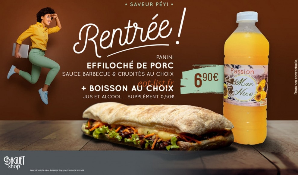 Carte et menu de Baguet Shop à Fort de France — Un exemple de saveur du mois