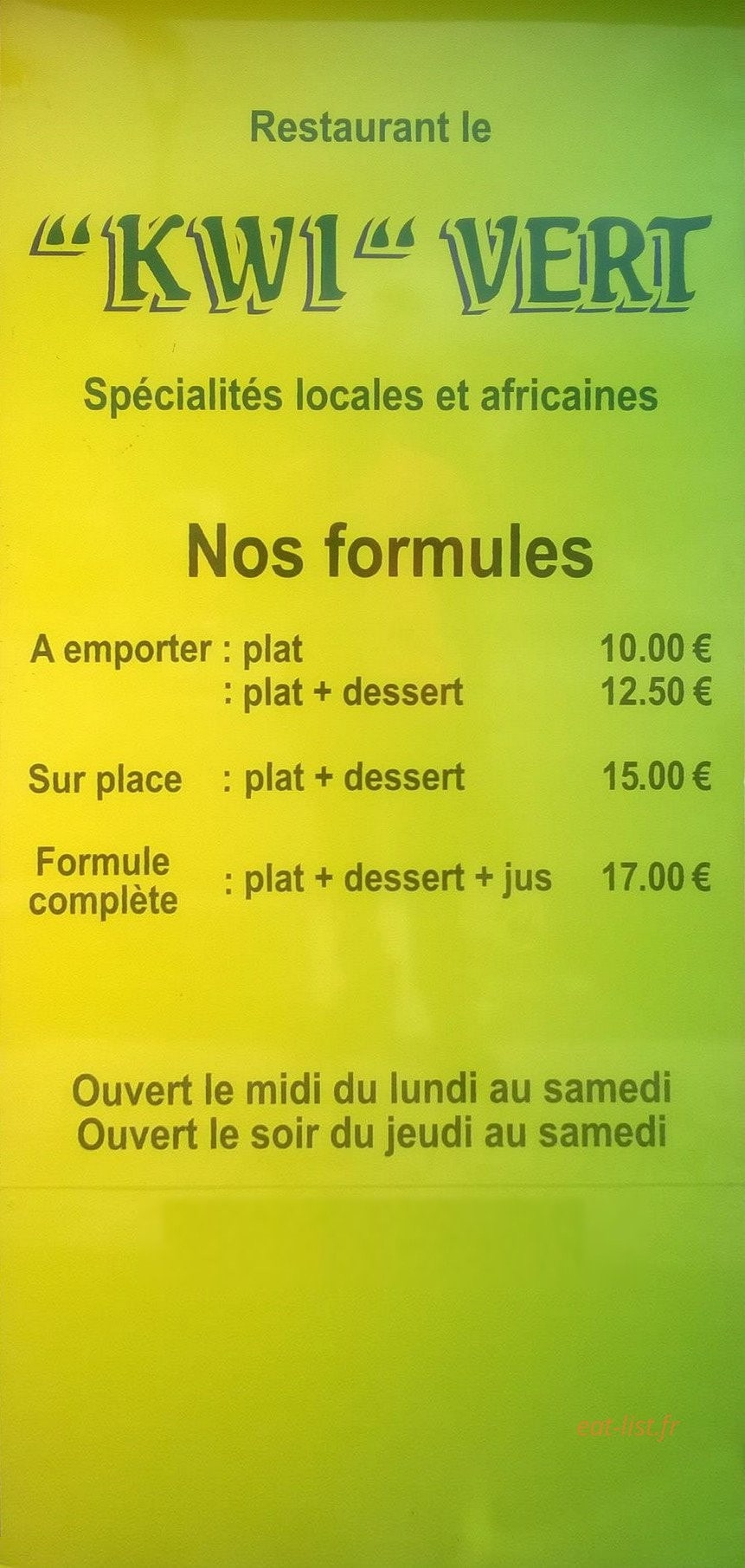 Le Kwi Vert — carte page 1