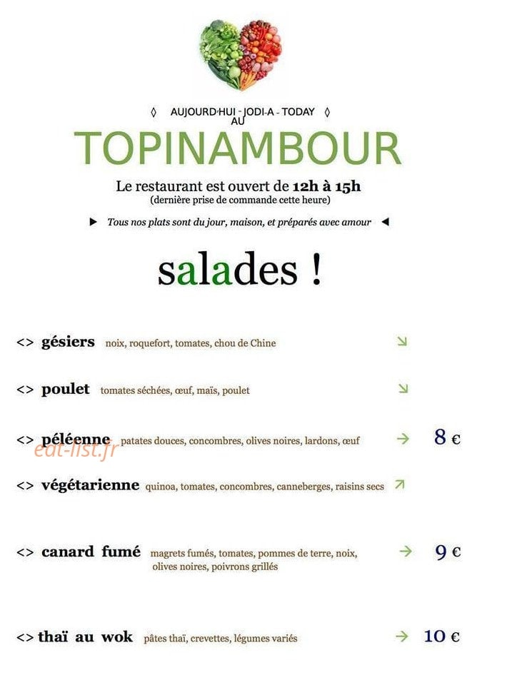 Le Topinambour — carte page 1