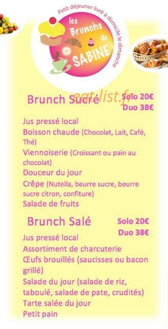 Les Brunchs de Sabine — carte page 1