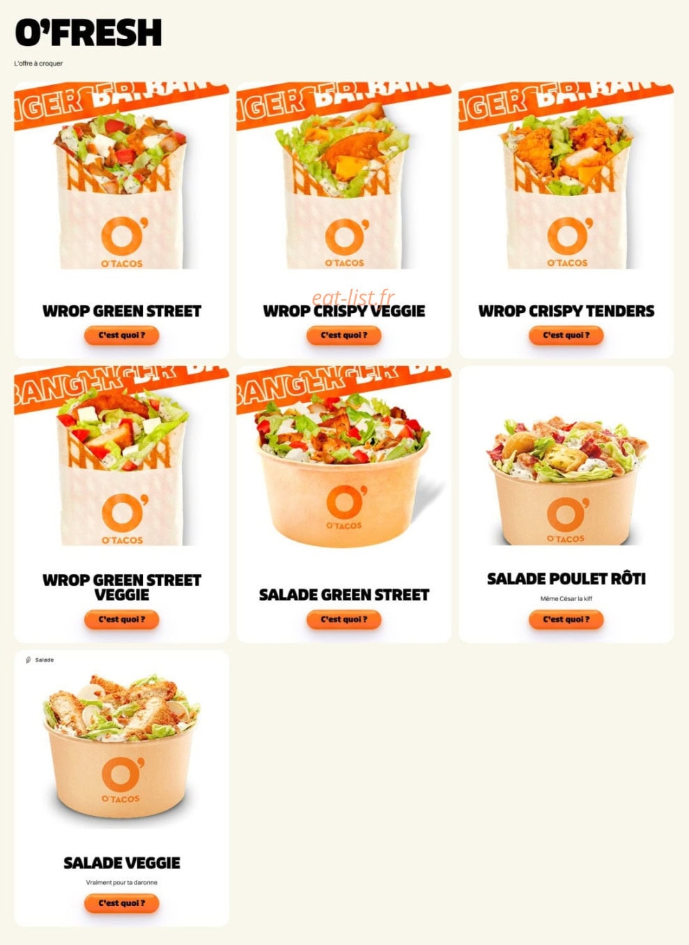 Carte et menu de O'Tacos à Fort de France — O fresh