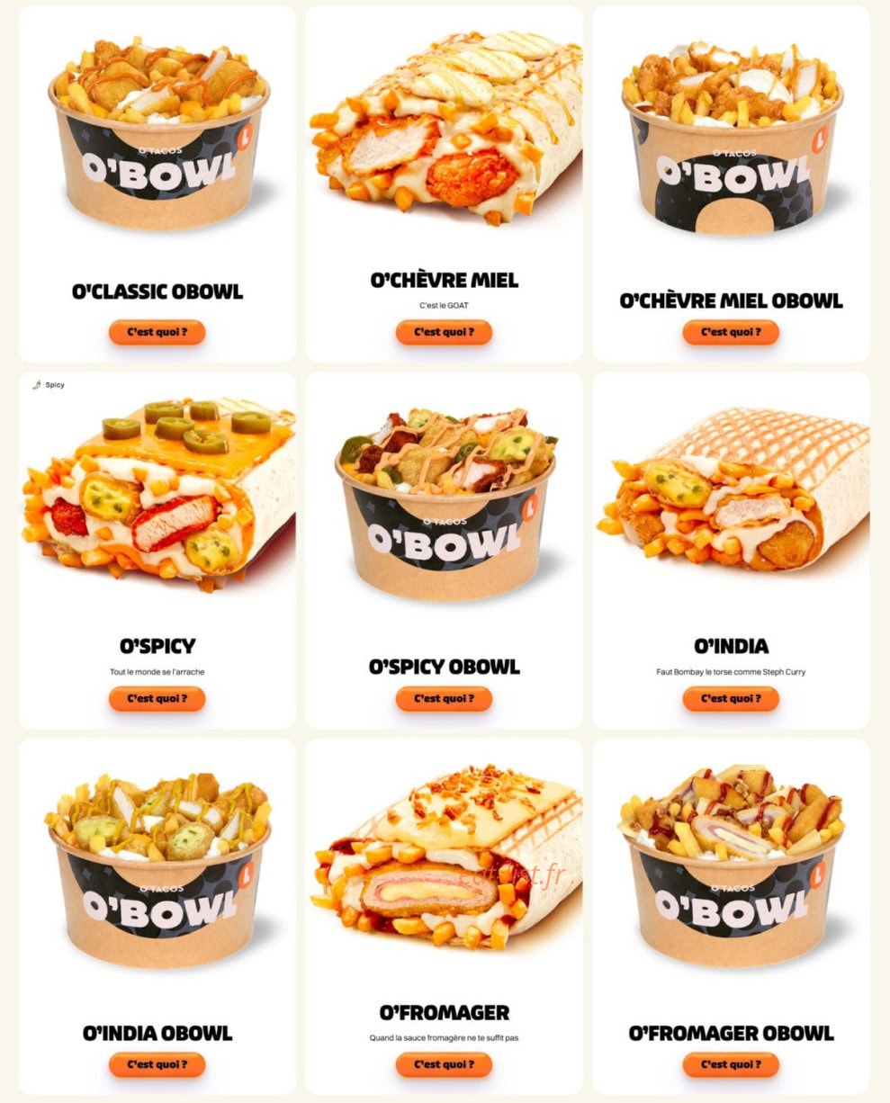 Carte et menu de O'Tacos à Fort de France — O boss