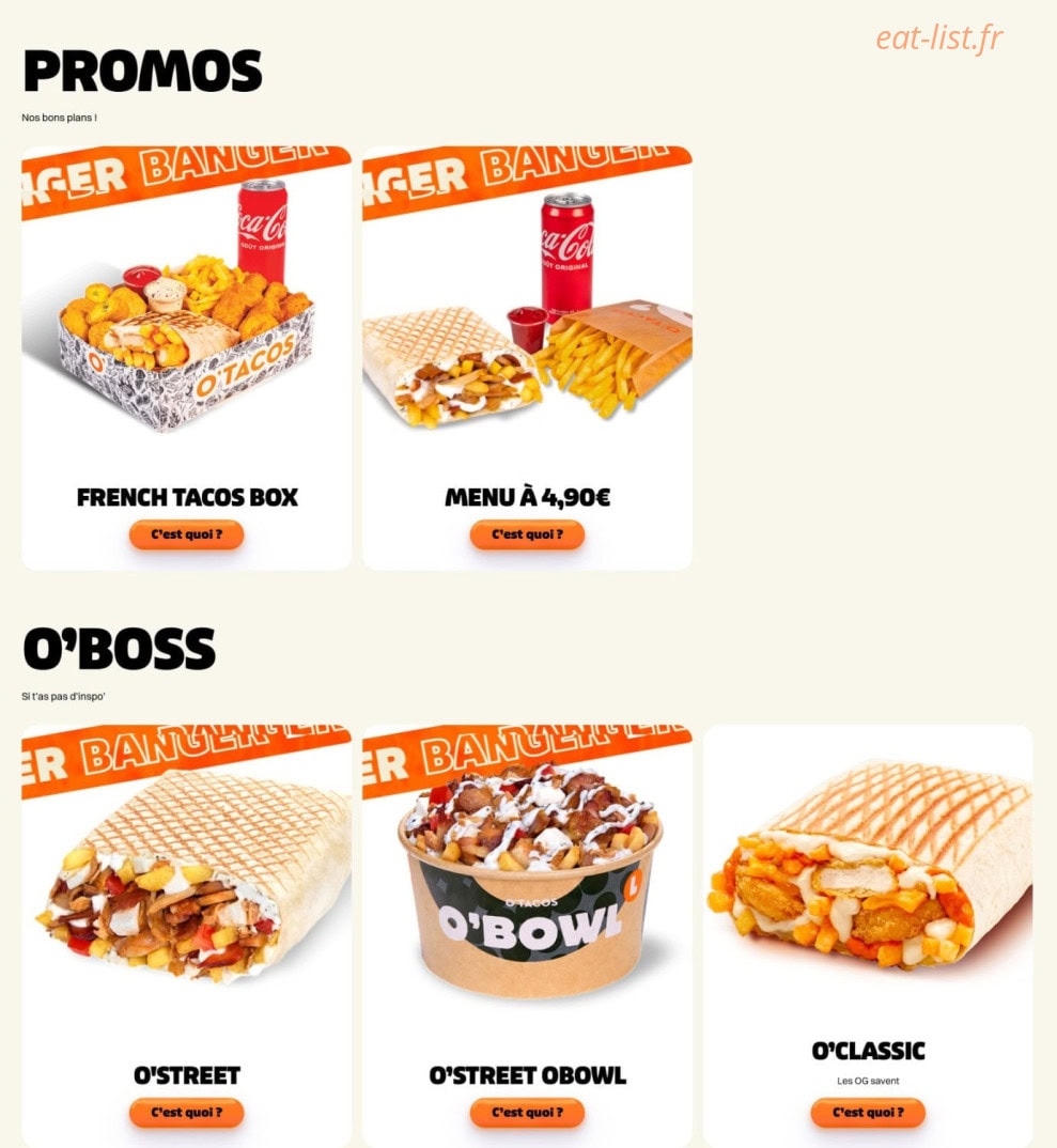 Carte et menu de O'Tacos à Fort de France — O boss