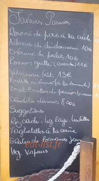 Saveurs Passion — carte page 1