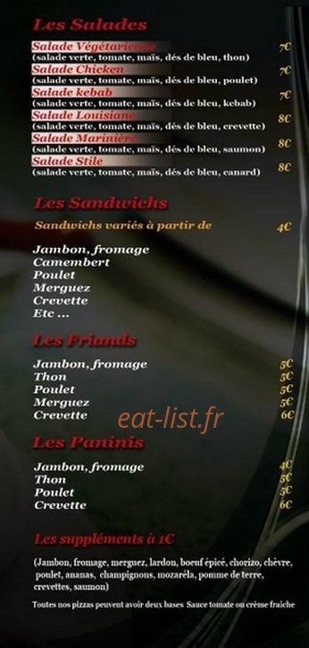 Stile Pizza — carte page 2
