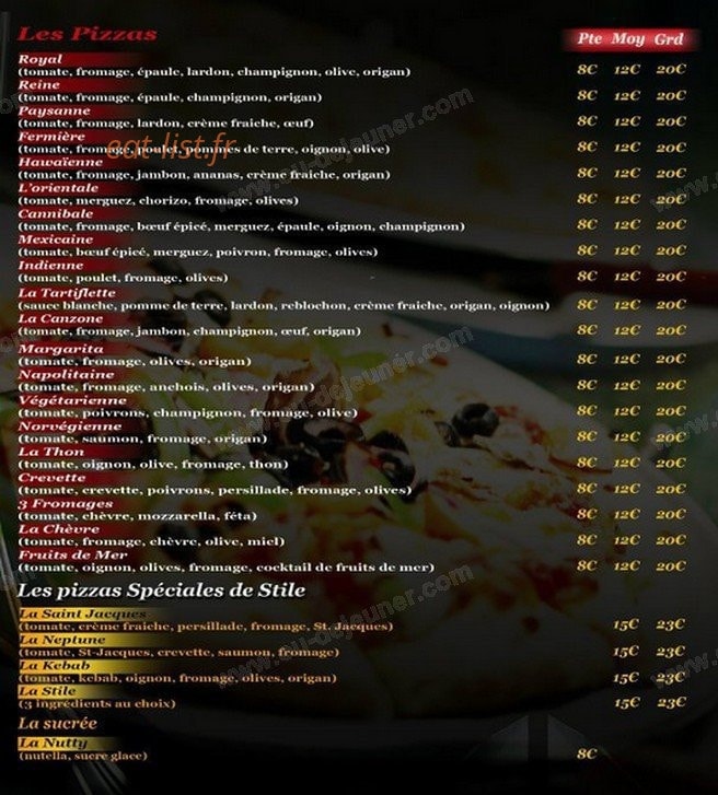 Stile Pizza — carte page 3
