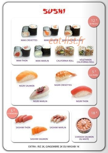 Carte et menu de Torii Sushi à Fort de France — Les Sushis