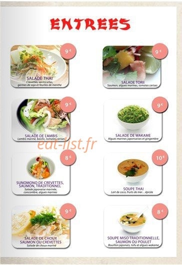 Carte et menu de Torii Sushi à Fort de France — Les Entrées