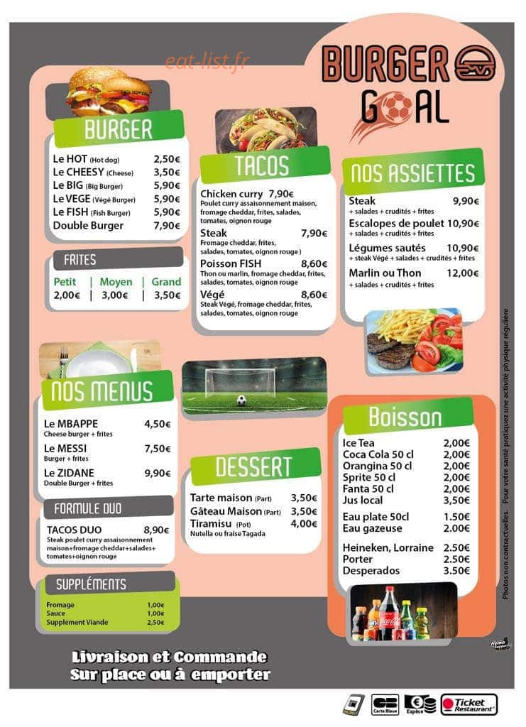Burger goal — carte page 1