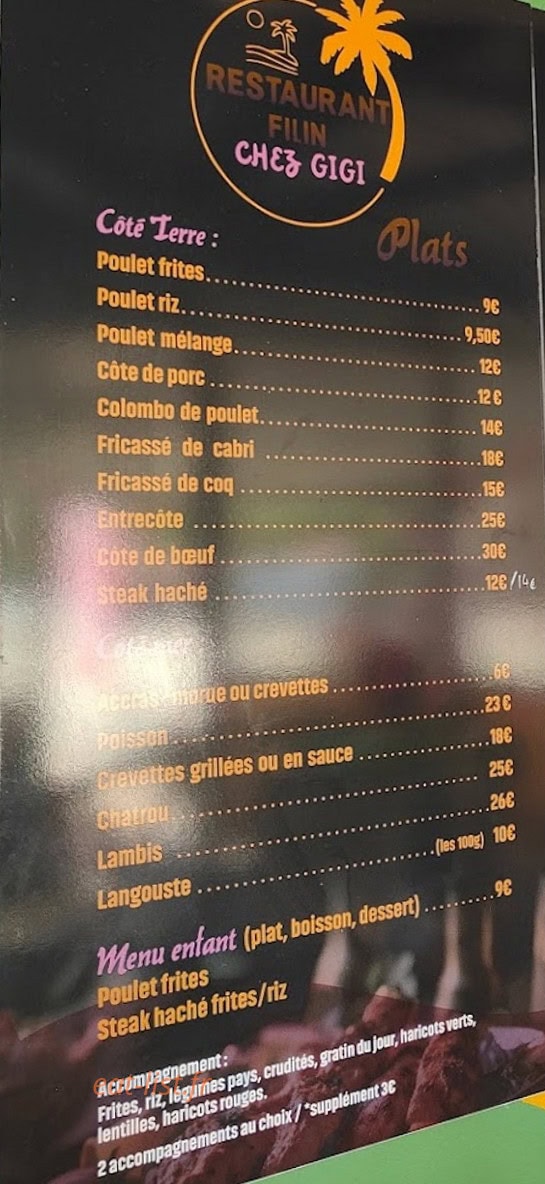 Chez Gigi — carte page 1