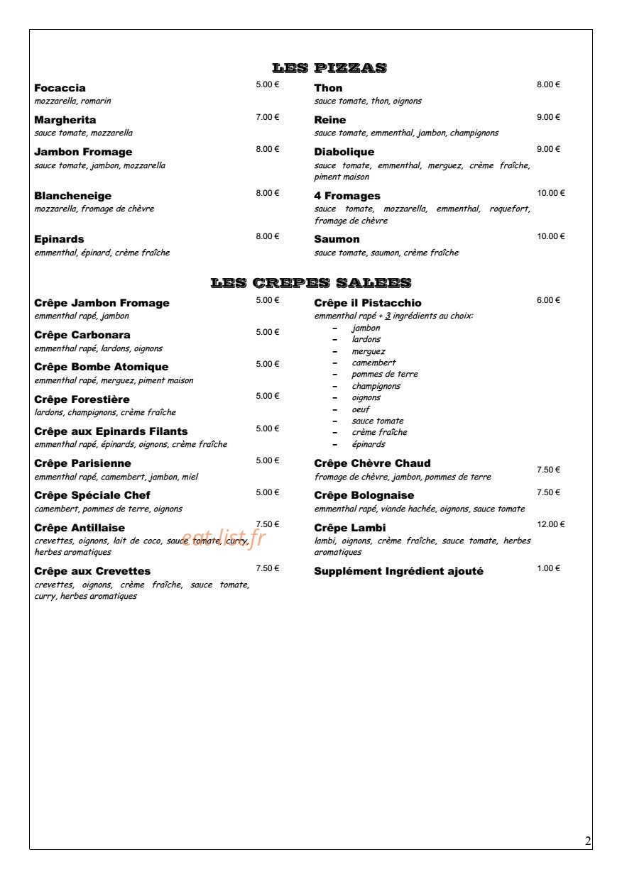 Il Pistacchio — carte page 2